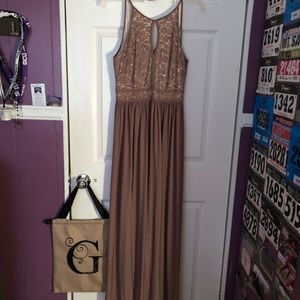Brown sequined prom dress